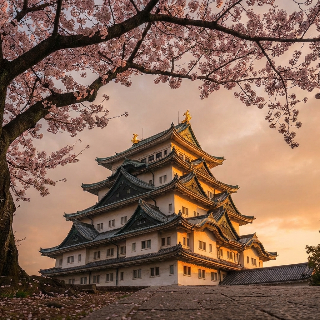 Nagoya Castle with Cherry Blossoms