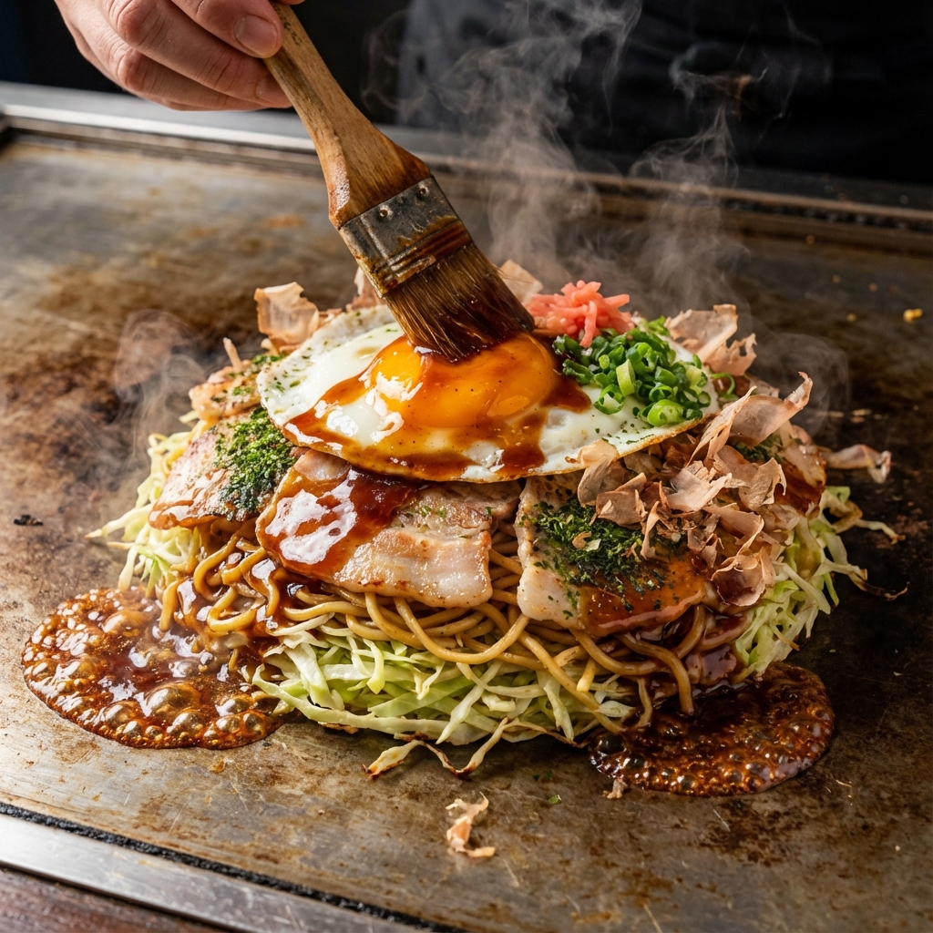 Sizzling Hiroshima-style Okonomiyaki