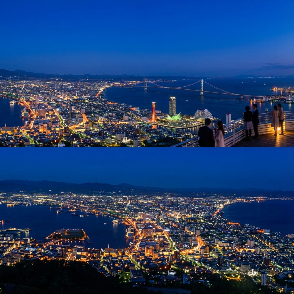 Glittering night view of Kobe city