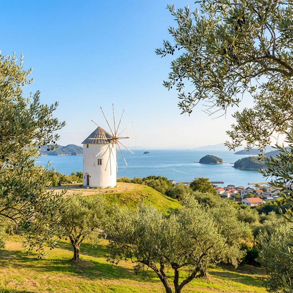 Greek windmill at Shodoshima Olive Park