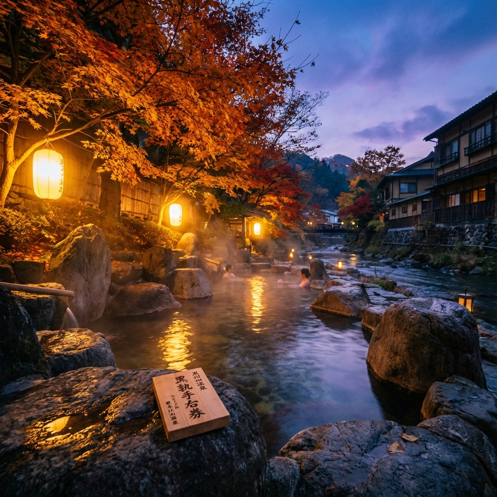 Atmospheric Kurokawa Onsen evening