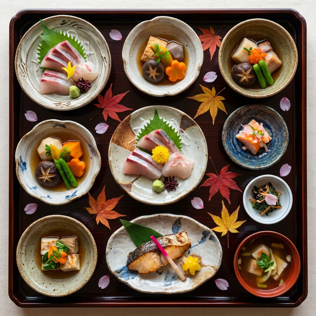 Exquisite Kaiseki Cuisine Arrangement