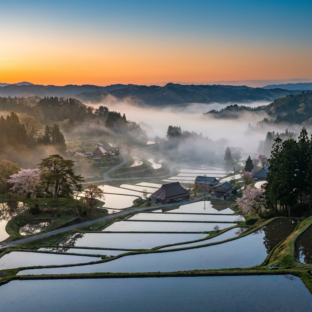 Hoshitoge Rice Terraces at Dawn