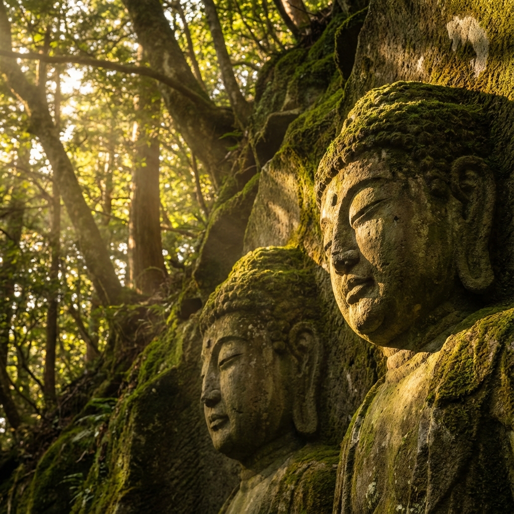Serene Usuki Stone Buddhas