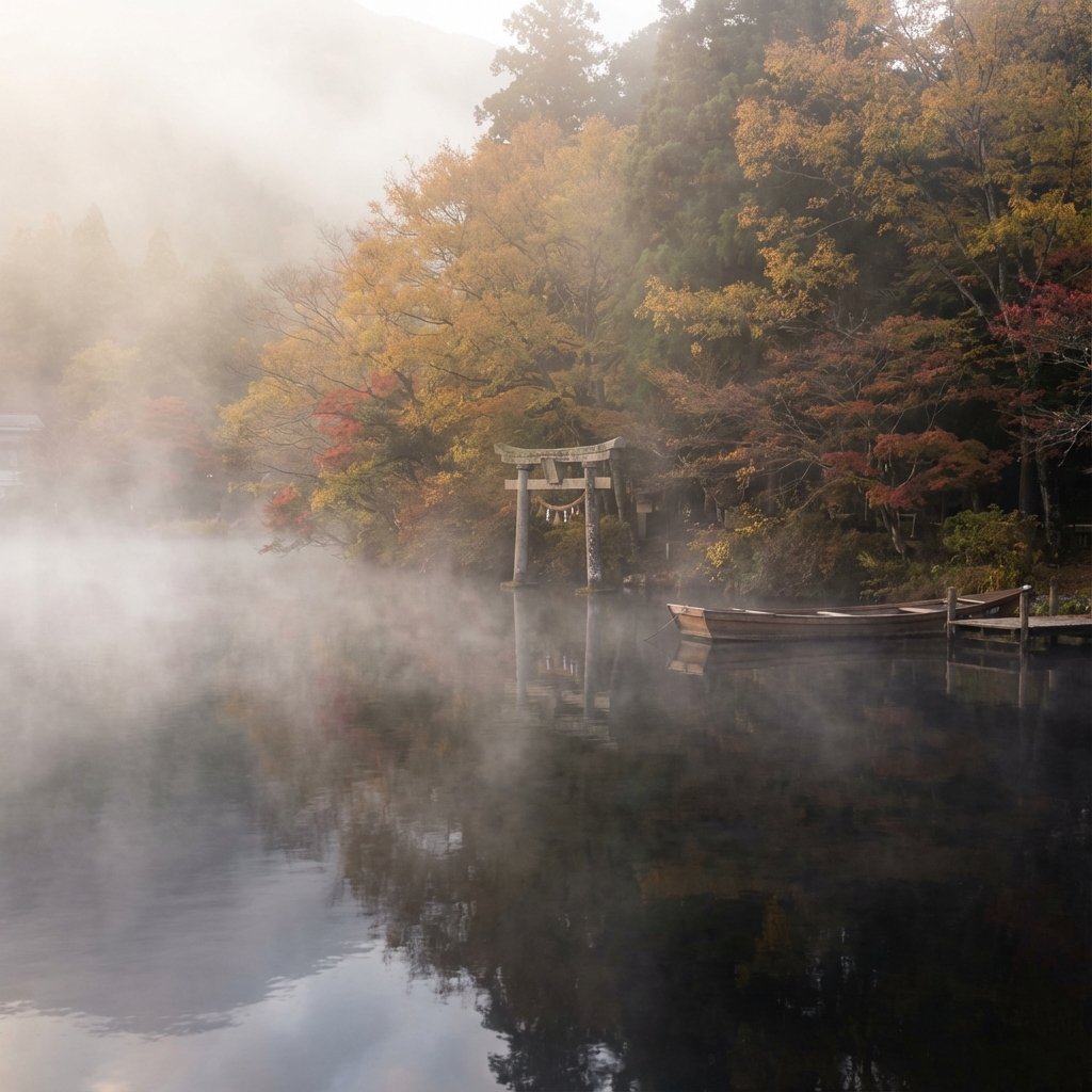 Morning mist at Lake Kinrin in Yufuin