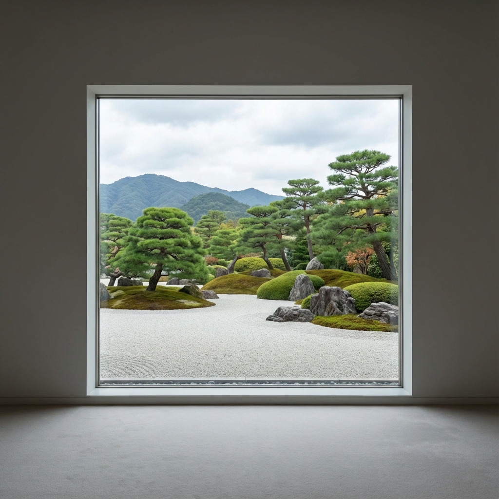 Adachi Museum of Art Japanese Garden viewed through a window