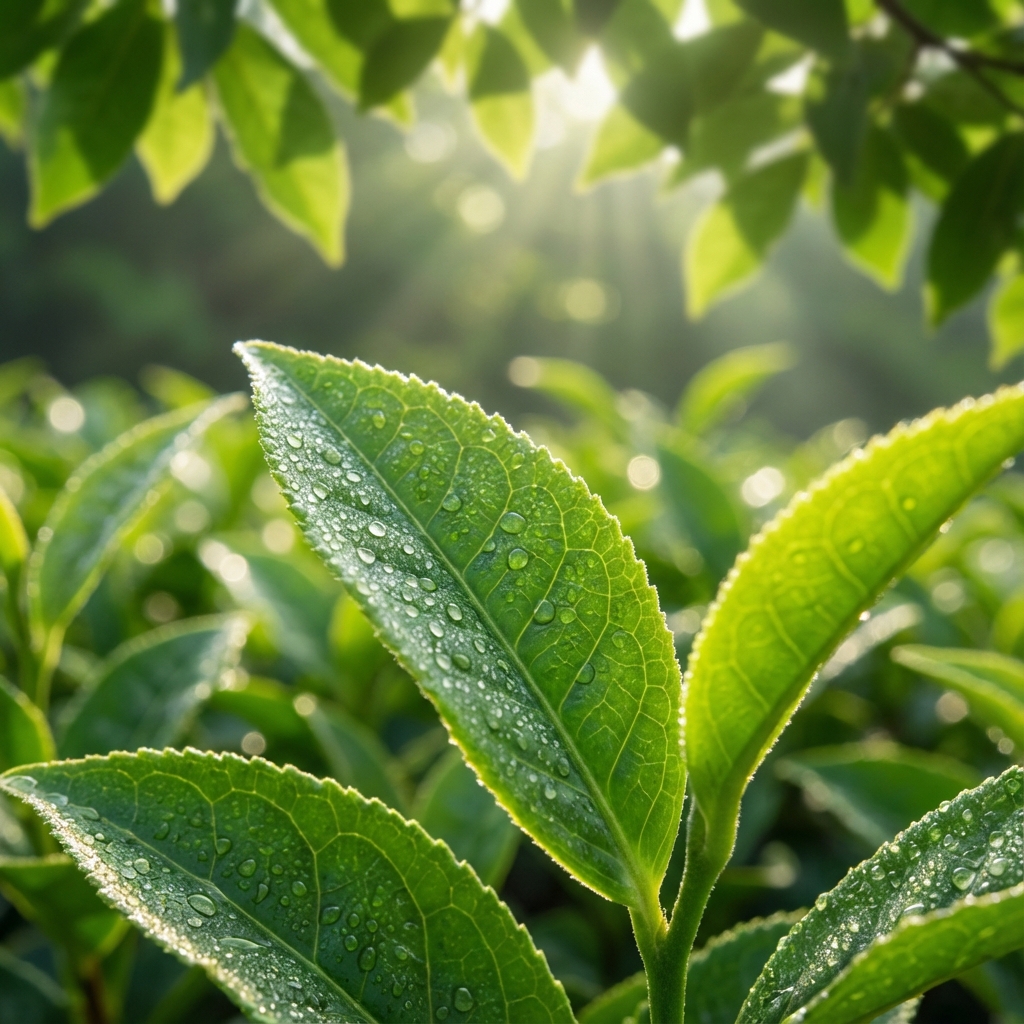 Fresh Green Tea Leaves